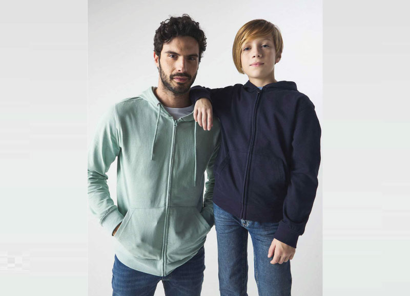 Felpa internamente felpata, full zip e cappuccio - BSK333