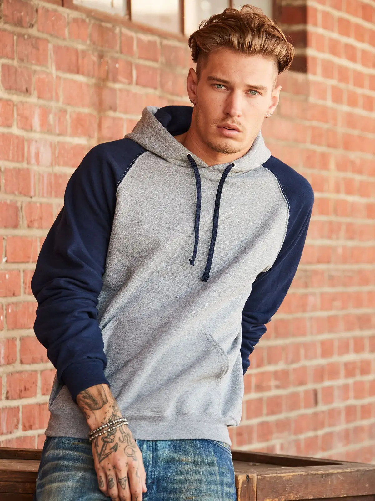 NuBlend Colour Block Raglan Hooded Sweatshirt - Jerzees - JS96CR