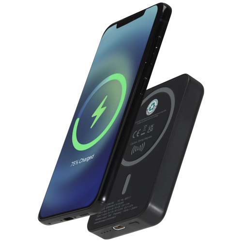 Power bank magnetico wireless da 5.000 mAh e 15 W con 20 W PD in plastica riciclata Acrab - 124441