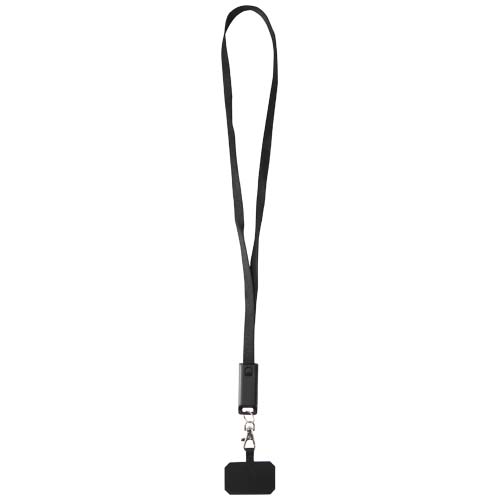 Lanyard per smartphone in plastica riciclata con cavo integrato per la sincronizzazione dati e la ricarica rapida 5 in 1 da 65 W Franz - 124447
