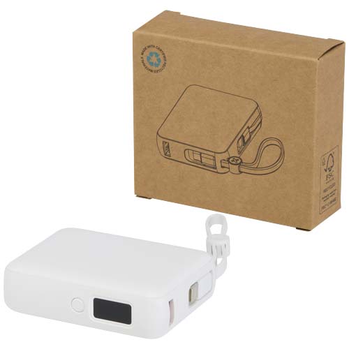 Power bank per tablet da 10.000 mAh e 35 W con cavo Tipo-C integrato in plastica riciclata Acrux - 124450