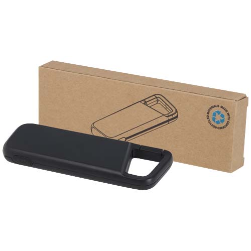 Power bank impermeabile in plastica riciclata da 5.000 mAh e 12 W con moschettone Alkes - 124470