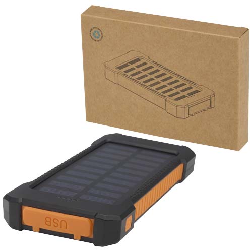 Robusto power bank a energia solare da 5.000 mAh e 10 W in plastica riciclata con torcia incorporata Altair - 124471