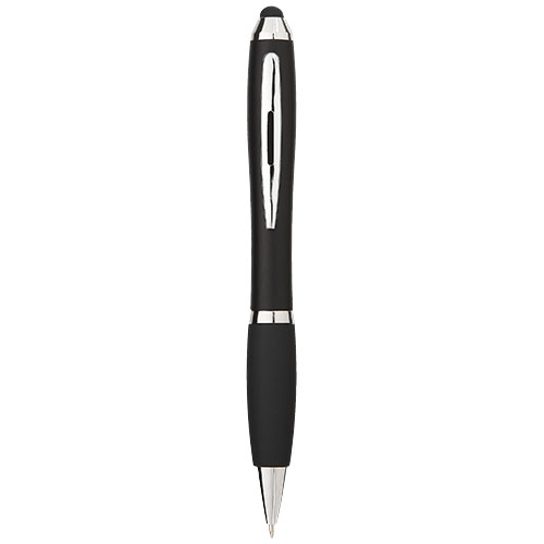 Penna a sfera colorata con stylus e impugnatura nera Nash (inchiostro blu) - 106903