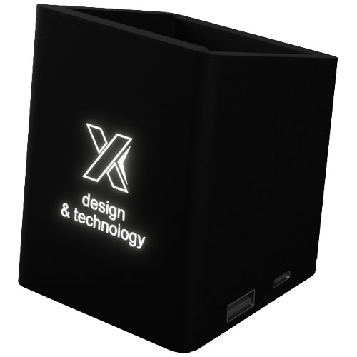 Portamatite in materiale antibatterico con logo luminoso e doppia uscita USB SCX.design O11 - 1PX076