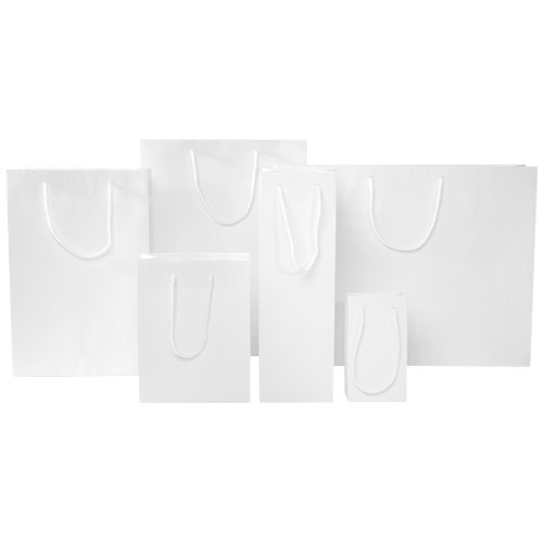 Sacchetto in carta integra da 170 g/m2 per bottiglia di vino realizzato a mano con manici in cordino di plastica - 12 x 9 x 37 cm - 1ZB007