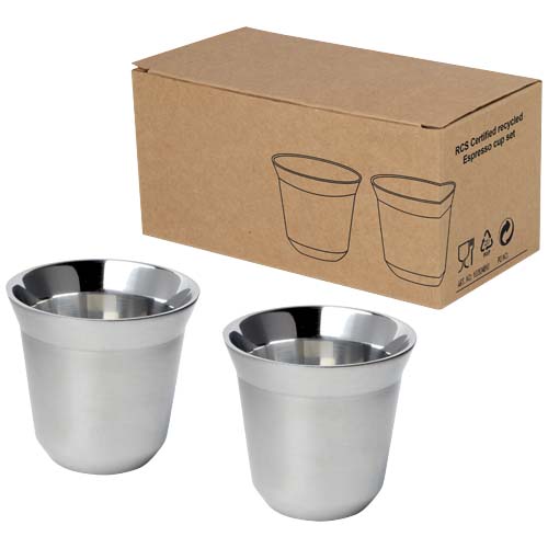 Set di tazze per caff&egrave; espresso in acciaio inossidabile certificato RCS da 80 ml Duo  - 100804