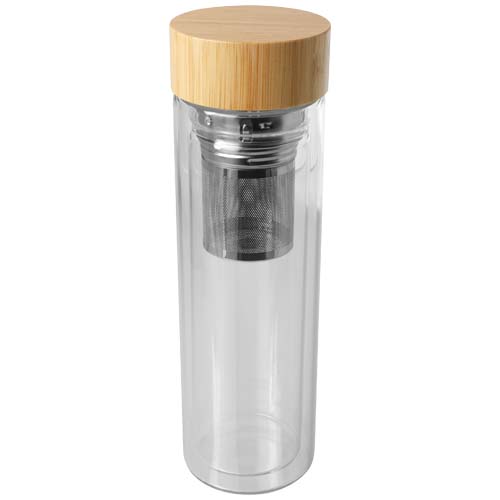 Borraccia con infusore in vetro borosilicato con coperchio in bamb&ugrave; da 400 ml Bailey - 100810